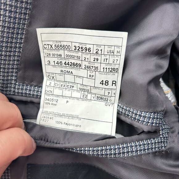 ERMENEGILDO ZEGNA Men's Gray 100% Wool Two Button Blazer Suit Jacket Size 48R - Picture 10 of 11